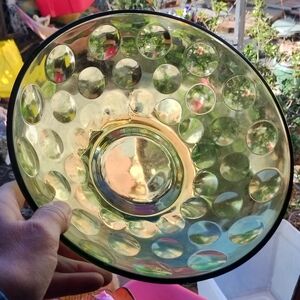 Hazel-Atlas Glass Co Eldorado Bubble Coin Pattern Avocado Green Large Bowl